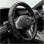Leather Car Steering Wheel Cover, 15 Inch Anti-Slip Crocodile Pattern Steering Wheel Wrap with Rose Grain, Comfortable Grip W