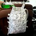 FLOCK THREE Leak-Proof Waterproof Car Trash Bag Foldable Multipurpose Trash bin Container Storage Cute Grocery Organizer Bag for Automotive Front or Back Seat in Cars SUVs and Trucks (White cats)