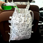 FLOCK THREE Leak-Proof Waterproof Car Trash Bag Foldable Multipurpose Trash bin Container Storage Cute Grocery Organizer Bag for Automotive Front or Back Seat in Cars SUVs and Trucks (White cats)