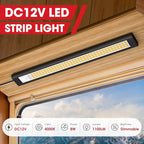 12V LED Light, 12 Volt Light Bar, Enclosed Trailer Lights, LED Light for RV Interior, String Lights for Trailer, Shed, Track, Van, RV(4Pack, 4000K, Black)