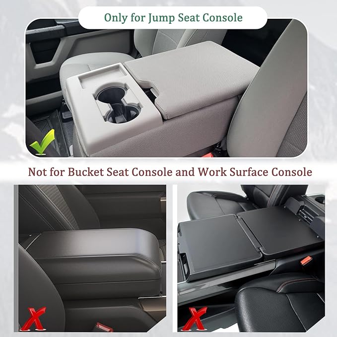 JDMCAR Front Center Seat Organizer Compatible with 2015-2024 2025 Ford F150 Accessories, 2017-2025 F250 F350 F450 with 40/20/40 Jump Seat,Storage Box with Non-Slip Silicone Mat(Jump Seat Only)