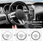 Carbon Fiber Steering Wheel Cover for Ford Mustang 2005-2023, 3 Piece Clip on Set,Carbon Fiber Wrap Anti-Slip Segmented Design,Car Steering Wheel Cover for Men Women（Matte Black