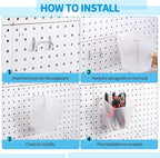 Uiifan 18 Set Pegboard Bins Kit Plastic Pegboard Cups with Metal Hooks Wall Containers Organizer Accessories with Label Stick