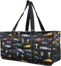 NGIL Extra Large Utility Tote Reusable Grocery Organizing Bag Oversized Collapsible for Storage, Picnic,Car, Beach (Racecar-Black)