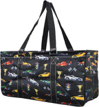 NGIL Extra Large Utility Tote Reusable Grocery Organizing Bag Oversized Collapsible for Storage, Picnic,Car, Beach (Racecar-Black)