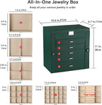 Frebeauty Large Jewelry Box,6-Tier PU Leather Jewelry Organizer,Multi-functional Storage Case with Mirror,Accessories Holder 