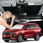 Windshield Sunshade for Cadillac XT6 2020-2025 Sun Shade Car Windshield Accessories Technology Upgrade 4 Layers Blocks UV Rays Custom Fit XT6 240T Car Window Shades Front Windshield Keep Cool