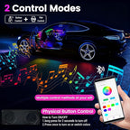 Dream Color Acrylic Interior Car Ambient Light Kit, Bphuny 30 in 1 593 LEDs Fiber Optic Multiple Modes Decoration Atmosphere Lights with Music Dynamic Rainbow Rhythm, RGB Neon Lights for All Cars