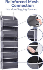 ULG 1 Pack Over Door Organizer with 5 Large and 10 Mesh Side Pockets, 44 lbs Weight Capacity Hanging Storage with Clear Windo