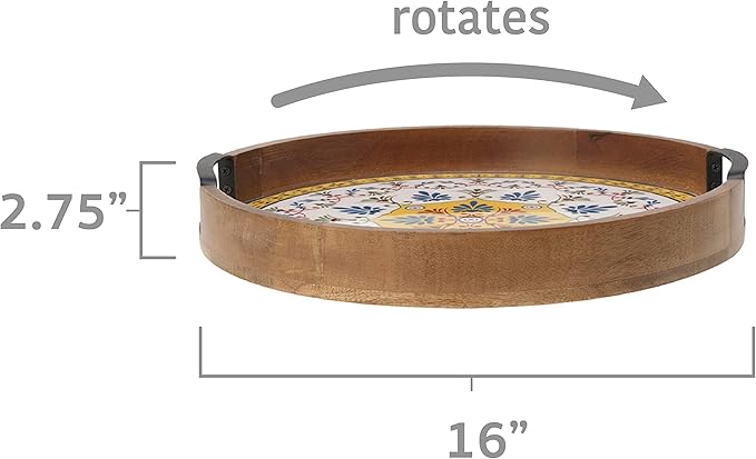 Gourmet Basics by Mikasa Vella Lazy Susan Serving Tray, 16-Inch, Assorted