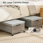 Under Bed Storage with Wheels, Bigger Size, Under Bed Drawers Heavy Duty, 2 Packs, Wooden Under Bed Storage Containers Organi