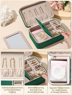 Velvet Travel Jewelry Box with Large Mirror, Double-Layer Jewelry Organizer Case for Women and Girls, Portable Storage Case w