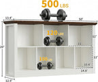 Unikito 7 Cube Storage Book Shelf - 50" Wide Wood Cube Storage Organizer, Wooden 2 Tiers Floor Standing Low Bookcase for Livi