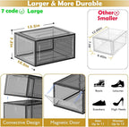 12 Pack Clear Shoe Storage Organizer with Magnetic Door, Stackable Plastic Shoe Boxes for Sneakers, Boots, and Heels, Space-S