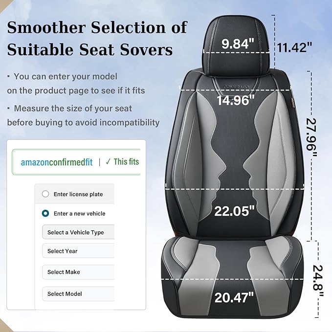 Coverado Car Seat Covers, Front Covers for Cars, Car Seat Cover Front Seats, Automotive Seat Cover, Waterproof, Leather Car S