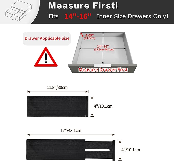 Utoplike Bamboo Dresser Drawer Dividers, 4'' High Adjustable Drawer Organizers for Clothing, Spring Loaded, Works in Kitchen,