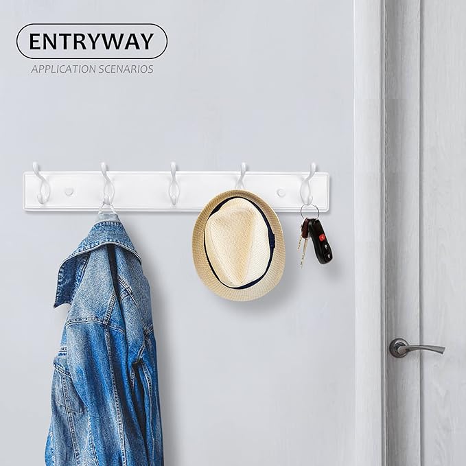 Badiano Wooden Coat Rack, Wall-Mounted Organizer for Closet, Entryway, Hallway, Foyer, Bedroom, Heavy Duty Double Hooks for H