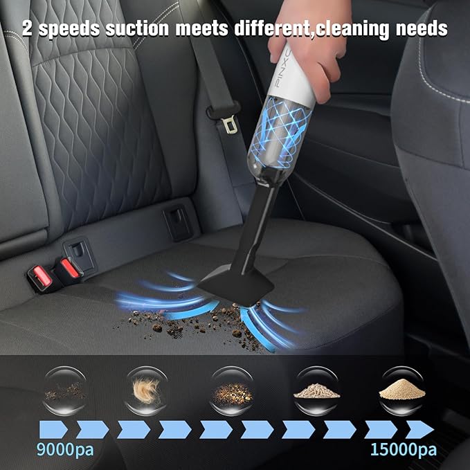 Mini Vacuum Cleaner Cordless 15000PA High Power,Handheld Car Vacuum, 5 in 1 Portable Vacuum for Car, Home & Pet Hair, Type-C 