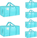 6 Pack-Extra Large Heavy Duty Moving Bags - Waterproof Storage Totes with Handles & Zippers, Foldable for College Dorm, Stora