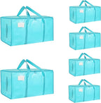 6 Pack-Extra Large Heavy Duty Moving Bags - Waterproof Storage Totes with Handles & Zippers, Foldable for College Dorm, Stora