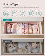 SONGMICS Drawer Organizers, Dresser Divider Organizers, Set of 12, Foldable Fabric Storage Boxes for Socks, Underwear, Bras, 