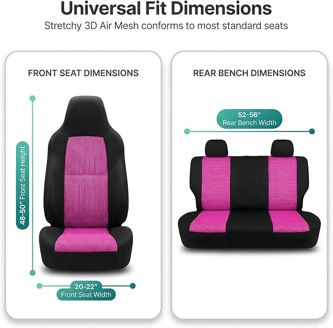 FH Group Automotive Full Car Seat Covers for SUV, Trucks, Sedan and More - Universal Fit Front High Back & Rear Solid Bench D