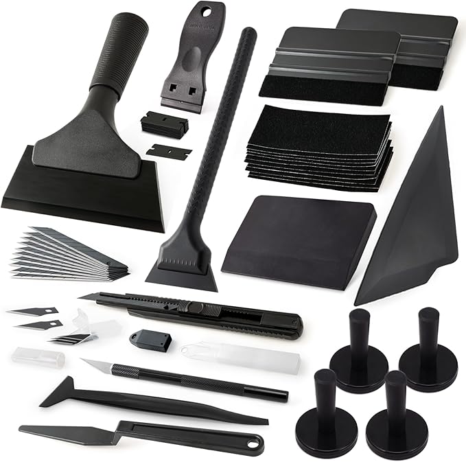 Gomake Vinyl Wrap Tool Kit for Car Window Tint Installation with Magnet Holder, Rubber & Vinyl Squeegees, Shank Gasket, Mini Quarter Squeegee