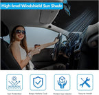 Big Hippo Windshield Sun Shade, Car Window Shade as Bonus Keep Vehicle Cool Windshield Sunshade Protect Your Car from Sun Heat & Glare Best UV Ray Visor Protector -Silver/Black (Size: 55.16X 27.5inch)
