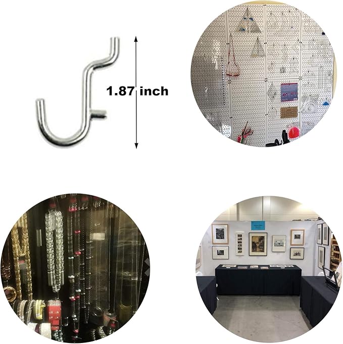 i-FKM 100PCS Metal Pegboard J Hook Accessories Peg Board Wall Display Assortment for Jewelry Organizer Hanging Tools