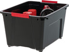 IRIS USA 30 L (32 QT) Plastic Storage Box with Lid and Latches - 4 Pack - BPA-Free, Garage Organizing Solution, Durable Nesta