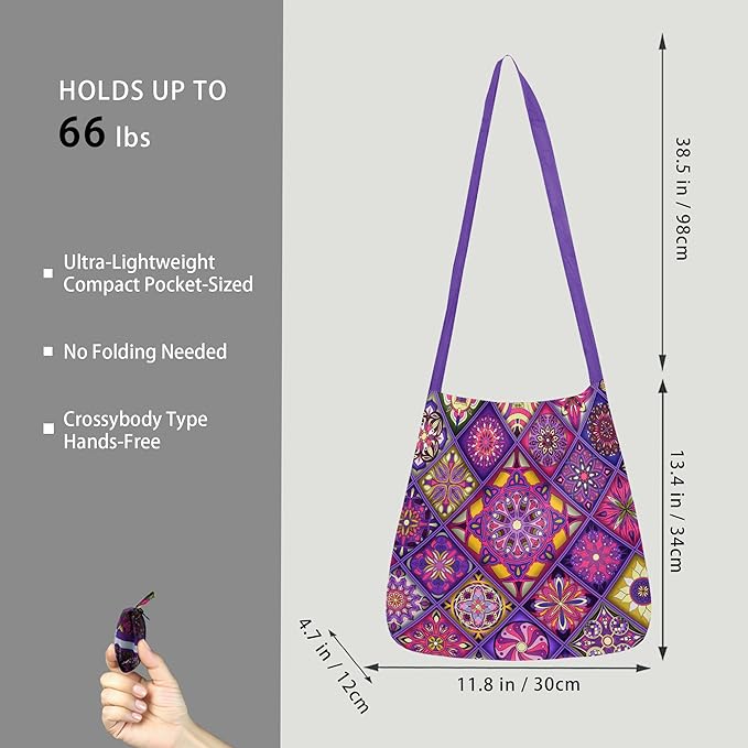 BeeGreen Reusable Grocery Shopping Bag -Travel Tote Bag - Foldable Compact Sturdy Bags