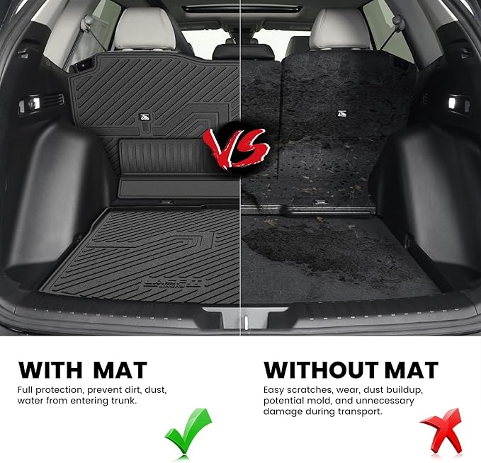 LASFIT Cargo Mat with Backrest Mat for Honda CR-V 2026 2025 2024 2023 (Gasoline Only), All Weather Custom Fit TPE Trunk Mat Trunk Liner Cargo Liner with Seatback Mat (Lower Position)