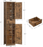Iwell 67" Tall Storage Cabinet, Bathroom Cabinet with Drawer & Adjustable Shelves, Narrow Storage Cabinet, Floor Cabinet for 