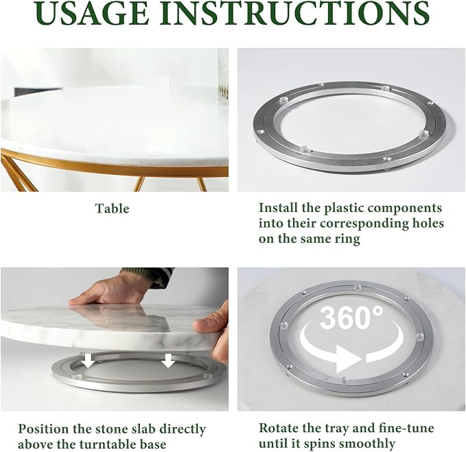 Koville 16'' Marble Lazy Susan Marble Turntable for Kitchen Dinning, Lazy Susans Organizer for Cabinet, Serving Rotation Spin