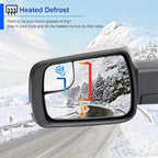 Spec-D Tuning Chrome Power Fold Heated + Puddle + Blind Spot Monitor Left Driver Side Mirror Compatible with 2019-2024 Ram 1500, Left + Right Pair