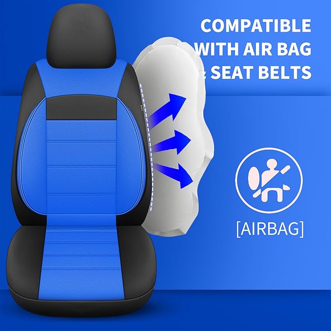 Leather Car Seat Covers Front Seats, 3D Foam Support Car Seat Covers, Universal fit for Trucks Vans SUVs Sedans Automotive Co