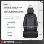 Coverado Front Seat Covers, Breathable Mesh & Leather Car Seat Protectors, Black Driver Seat Cover, Car Seat Cushions, Univer