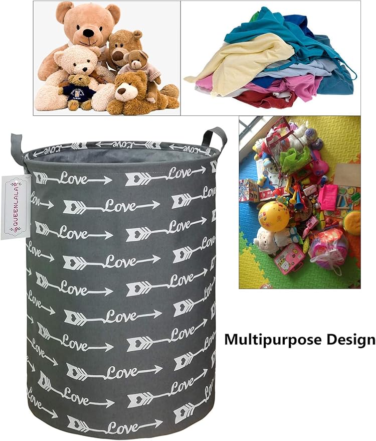 QUEENLALA Large Storage Basket,Laundry Hamper/Bathroom/Home Decor/Collapsible Round Storage Bin,Boys and Girls Hamper/Boxes/C