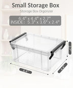 Sooez 6 Pack Small Plastic Containers with Lids, 6.4" x 4.4" x 2.7", Clear Crayon Box Pencil Pouch, Stackable Stroage Organiz