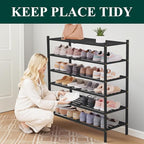 Smiry Long Bamboo Shoe Rack 6-Tier, Stackable Wooden Shoe Organizer for Entryway & Closet, Free Standing Wood Shoe Storage Sh