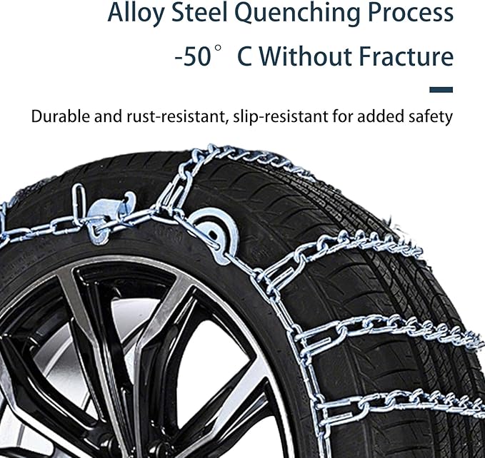 Quick Fit Automotive Snow Chains for Emergency Use Easy Installation Without Tools for Cars Minivans and Small SUVs silver 24