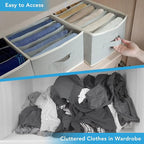 9 Pcs Large Size Wardrobe Clothes Organizers 6 Grids for Pants, Jeans, Sweater, T-shirt, Thin Coat, Dress Stackable Closet Dr