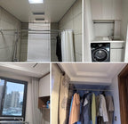 Adjustable Telescopic Closet Rod, No Drill Pressure Mount Hanging Bar, Space-Saving Extendable Rail for Clothes Storage (Gray