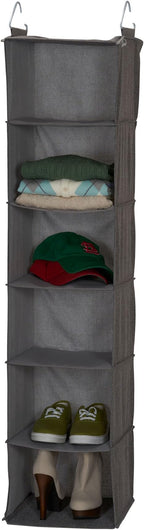 Household Essentials 6-Shelf Linen Hanging Closet Organizer, Gray