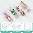 WOWBOX 12 Pack Clear Drawer Organizer Set, Acrylic Drawer Storage Trays, Storage Bins for Makeup, Cosmetics, Jewelries, Utens