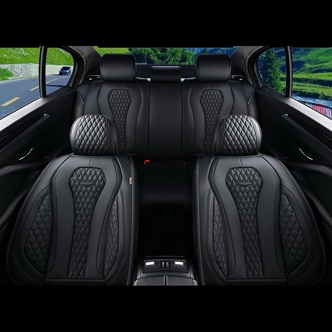 Coverado Seat Covers, Car Seat Covers Full Set, Black Car Seat Cover, Car Seat Covers Front Seats Back Seat Cover, Waterproof