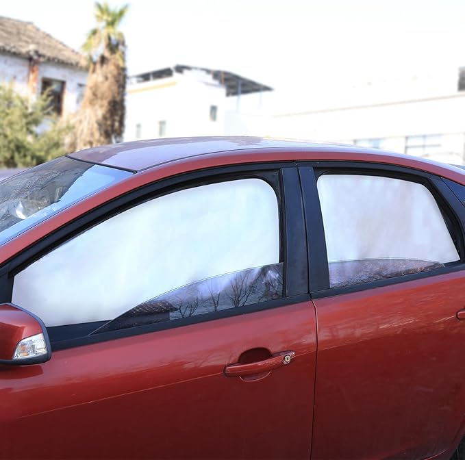 Silver Car Window Sun Shade - Side Thiken Curtain Magnetic 100% Block Light Car Window Covers with Cooler Feeling (Silver, D-4pcs)