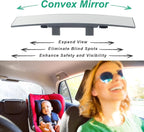 Rear View Mirror for Car,11.8" Convex Panoramic Wide Angel View Mirrors Extender,Chrome Tint Anti Glare,Universal Clip on Interior Rearview Mirror for Truck Car and SUV (Chrome)