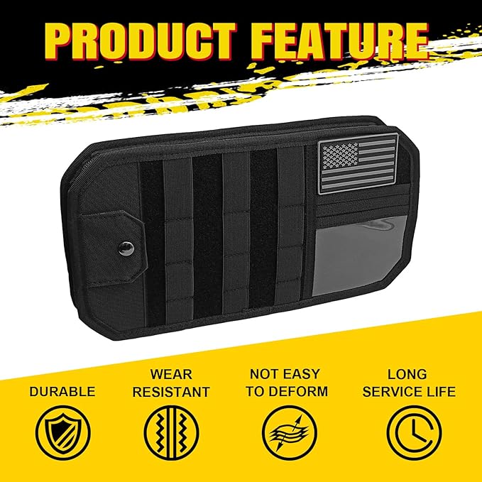 Car Sun Visor Organizer with Panel, Universal Multi-Pocket Storage, Zipper Compartments & Glasses Clip for Cars, SUVs & Trucks