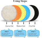 Autolock 6" Buffing Polishing Pads, 6Pcs 6.5inch 165mm Face for 6 Inch Backing Plate Compound Buffing Sponge and Woolen Pads Cutting Polishing Pad Kit for Car Buffer Polisher, Polishing and Waxing
